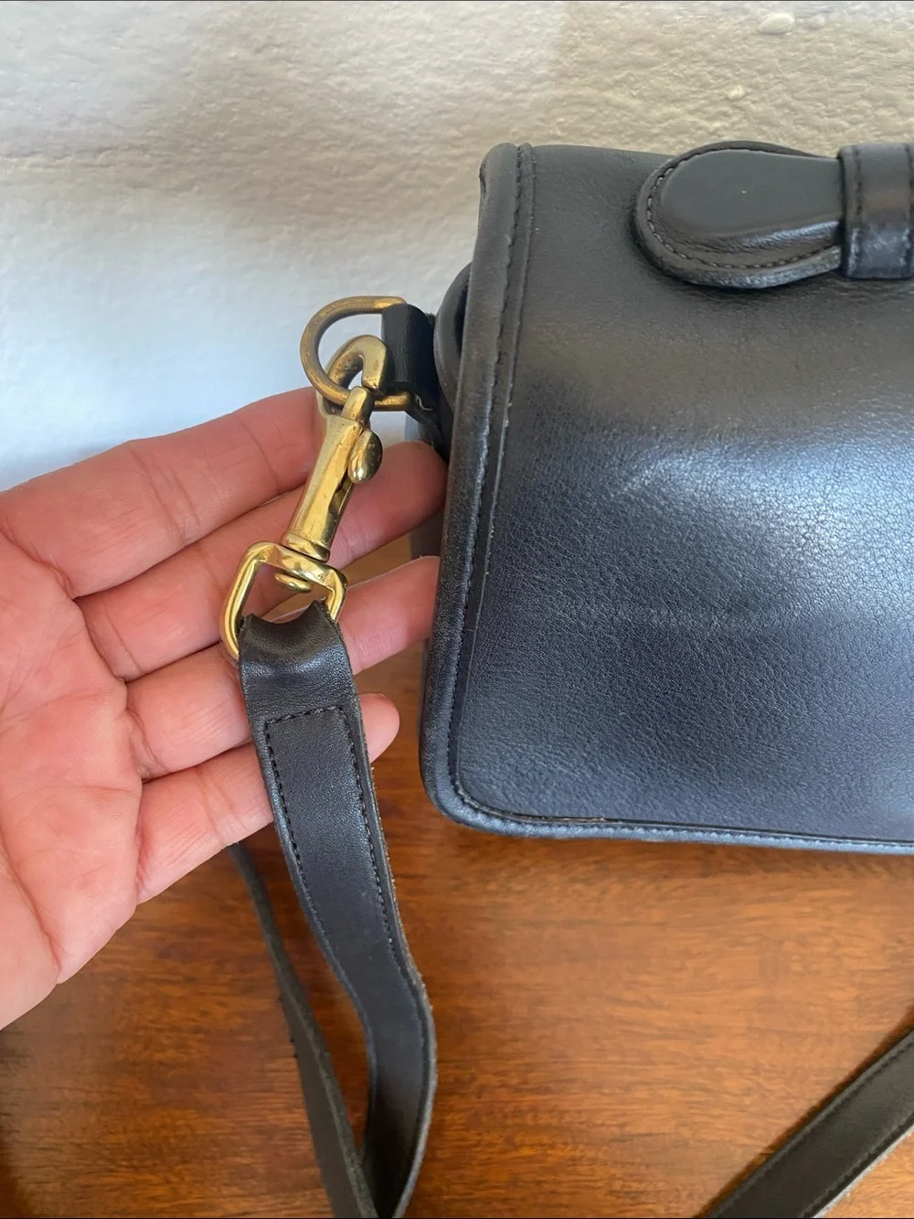 Coach Classic Black Leather Top-Handle Crossbody Bag
